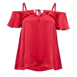 Torrid Fuchsia Pink Textured Chiffon Cold Shoulder Top Blouse